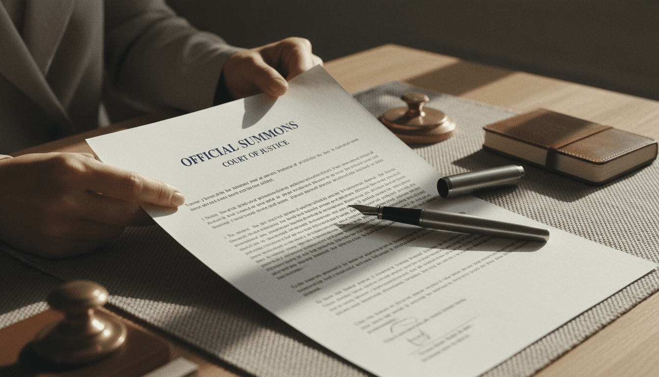 Hand holding legal process serving documents